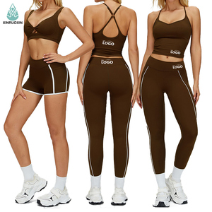 Ensembles de sport et fitness 5 pièces pour femmes, séchage rapide, haut de yoga, leggings, <span class=keywords><strong>dos</strong></span> élégant, tenues de course et de gym moulantes effet seconde peau - Product Image 1