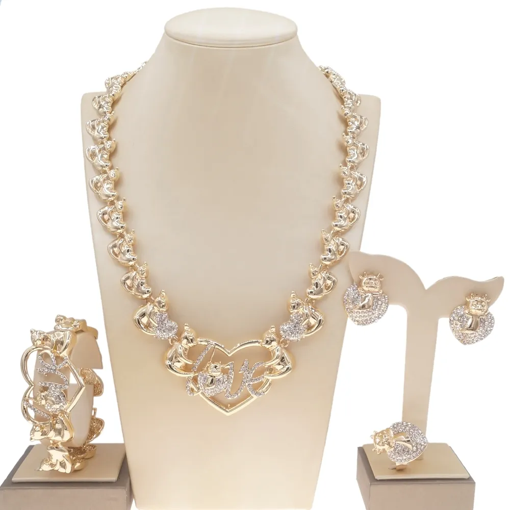 Yulaili Einzigartige Kristall Niedliche Halskette Mädchen Schmuck Sets Designer Mode Lady Kette Vergoldete Halskette Großhandel Schmuck Set