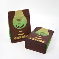 Sacs d'emballage pour café personnalisés mats à huit soudures latérales, à fond plat, refermables avec fermeture éclair, pour grains et poudre de café