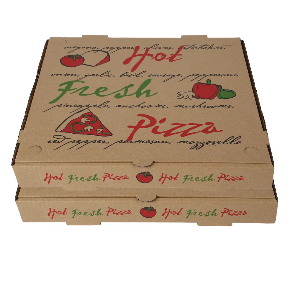 식품 학년 맞춤형 로고 9 12 14 인치 33 35 cm 블랙 크래프트 골판지 피자 버거 튀김 상자 튀김 튀김 식사 상자