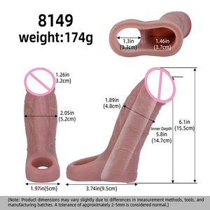S8149 Best Selling Skin Tone Penis Extension Sleeve Platinum Silicone Male Enhancement Sleeve <b>Dropshipping</b> Available - Product Image 6