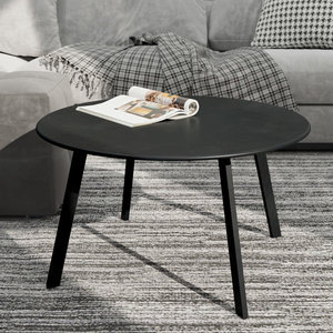 Mesa de centro redonda moderna de madera para exteriores, mesa de bistró para patio – Negra al mejor precio al por mayor - Product Image 6