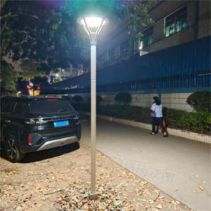 Lampe de jardin LED J01Series à 4 pieds, support de bras, tête plate en chrysanthème, aluminium gris, 30W 50W 60W 80W 100W - Product Image 3