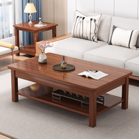 Nouvelle table basse carrée multifonctionnelle chinoise moderne en bois massif maison petit espace salon Table à thé double couche