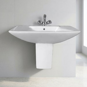 Lavabo semi-pied en céramique pour salle de bain, produit sanitaire à prix abordable, lavabo semi-encastré - Product Image 1