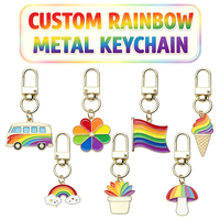Porte-clés en métal personnalisé Arc-en-ciel Fierté LGBTQ, vente en gros, assortiment de motifs dessin animé, drapeau, fleur, anneau porte-clés, fermoir en D, breloque de sac, cadeau souvenir