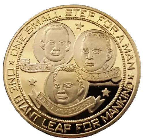 One Small Step for A Man One Giant leap For Mankind MOON LANDING Commemorative Gold plated Coins