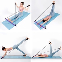 Barre d'exercice réglable pour yoga et Pilates, kit de barre de Pilates en 2 sections, bande de résistance élastique en latex, résistance 150 LB, portable pour