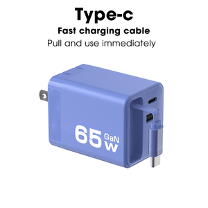 Cargador Rápido GaN de 65W con Cable USB C Retráctil de 80cm, Adaptador de Pared Delgado PD para Cargar <span class=keywords><strong>MacBook</strong></span>, <span class=keywords><strong>iPhone</strong></span>, Samsung S24 y Laptops - Product Image 6