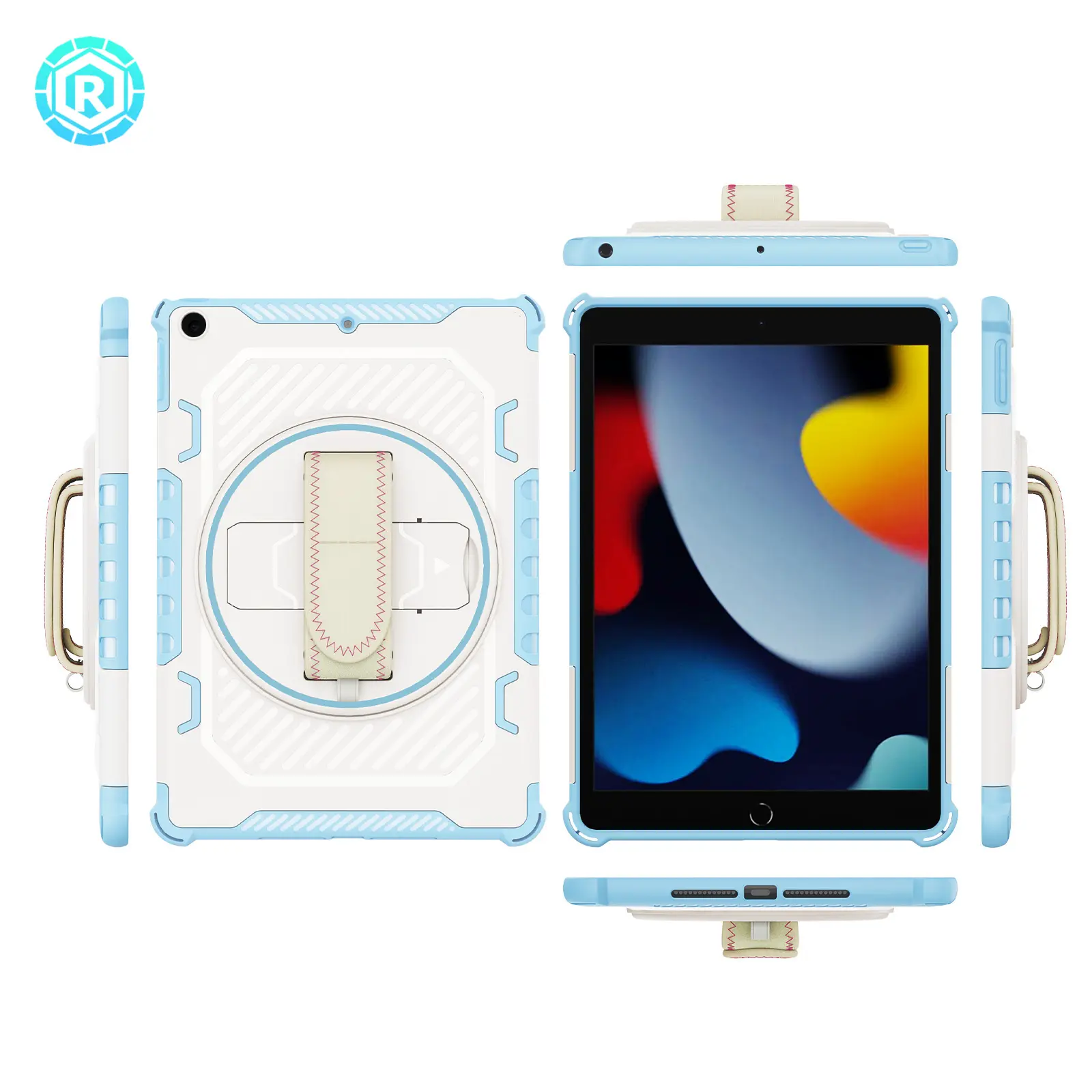 สําหรับ iPad 10.2 เคสแท็บเล็ตกันลื่นเคสกันกระแทกแบบพกพาพร้อมการหมุน 360 องศาที่ฝาครอบ