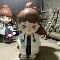 Escultura de Doctor de Dibujos Animados en Resina de Fibra de Vidrio Personalizada, Linda Escultura de Personal Médico para Decoración de Imagen de Marca de Hospital