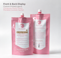 Pochette souple de 50 ml pour crème solaire en gel, avec bec verseur, portable, pour voyage, cosmétique, en plastique composite, à fond plat, impression personnalisée