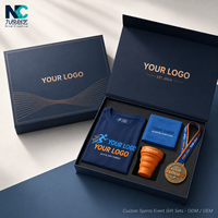 Ensemble cadeau personnalisé pour course : T-shirt à séchage rapide, serviette, gobelet pliable, médaille pour marathon, cyclisme, événements d'entreprise
