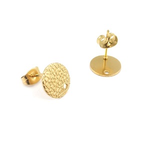 Stainless Steel Round <b>Stud</b> Earrings Gold Silver Color Embossed Surface Fashion Jewelry Accessories <b>For</b> Women <b>Men</b> Unisex - Product Image 2