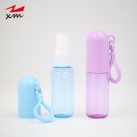 Flacon pulvérisateur portable de 30 ml avec capuchon extérieur à crochet, flacon pulvérisateur à fine brume en PET, conteneur cosmétique vide avec porte-clés pour parfum et tonique