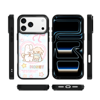 Coque de téléphone AG Feeling Black Edge avec motif Lapin d'amour doré pour iPhone 17, 17 Pro Max, 16 Pro, 15, 15 Pro Max – Coque magnétique