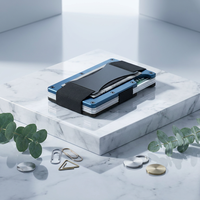 Dompet RFID Pria Minimalis Aluminium, Dompet Logam dengan Klip Baja Tahan Karat, Dapat Diukir Sesuai Pesanan