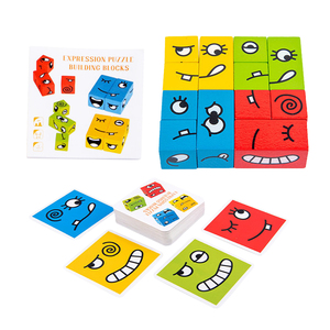 Blocchi di legno Espressioni di Corrispondenza Building Block In Età Prescolare Di Puzzle Gioco di Costruzione Cubi di Giocattoli Educativi Montessori Giocattolo per I Bambini - Product Image 4