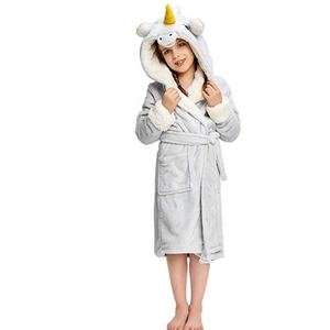Bata de ducha con capucha para niños, albornoces de unicornio de franela - Product Image 5