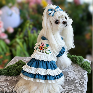 Vestidos Transpirables con Bordado Clásico y Elegante Estilo Princesa para Perros y Gatos Pequeños (<span class=keywords><strong>Papillon</strong></span>, Poodle), de Poliéster Cómodo - Product Image 5