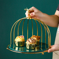 Support à gâteau de luxe en métal à 2 niveaux en forme de cage à oiseaux, personnalisable en couleur et taille, pour décoration romantique de mariages et de fêtes