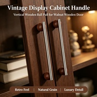 Poignée de meuble en bois de noyer, chrome poli, barre droite, pour tiroir, armoire de cuisine, placard, style Mid-Century
