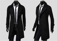 Pardessus Long d'Hiver pour Homme en Mélange de Laine à Double Boutonnage