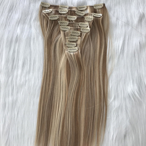 Produttori di senza soluzione di continuità doppio disegnato clip su estensione dei <span class=keywords><strong>capelli</strong></span> balayage misto biondo <span class=keywords><strong>cenere</strong></span> di colore - Product Image 2