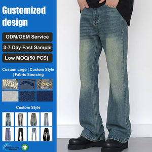 Jean évasé ample dégradé vert-bleu pour <span class=keywords><strong>homme</strong></span> – Pantalon en denim ample style vintage décontracté coupe <span class=keywords><strong>bootcut</strong></span> streetwear pour <span class=keywords><strong>homme</strong></span> - Product Image 1