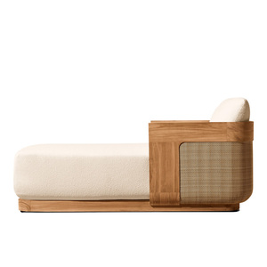 Chaise longue de luxe en teck naturel pour patio de villa, mobilier de piscine d'hôtel, lit de <span class=keywords><strong>jardin</strong></span> <span class=keywords><strong>confortable</strong></span> - Product Image 3