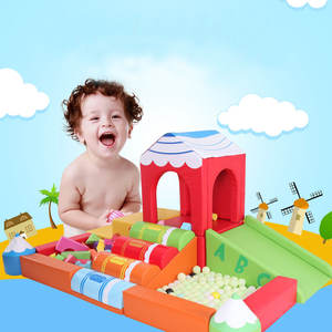 Jeu d'intérieur pour enfants, en cuir PU, maison de jeu souple avec toboggan <span class=keywords><strong>mousse</strong></span> et boule, bon marché - Product Image 4