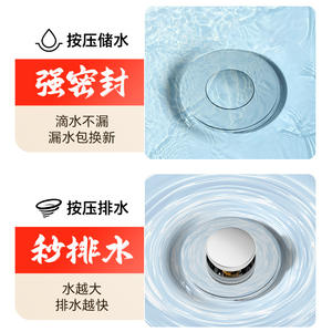 ตัวปิดท่อระบายน้ำแบบกดสแตนเลส ดีไซน์มินิมอล ติดตั้งง่าย ควบคุมด้วยมือ แบบเด้งกลับ - Product Image 2