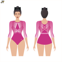 Justaucorps de gymnastique pour filles avec strass, manches trois quarts, uniforme d'équipe personnalisé pour les compétitions et l'entraînement en salle de sport