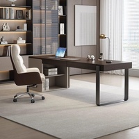 Bureau d'étude minimaliste italien, bureau à domicile, style moderne de luxe, couleur ébène, bois massif haut de gamme, ordinateur