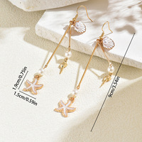 Boucles d'oreilles pendantes YW style océan, accessoires de niche, coquillages, étoiles de mer, design incrusté de perles