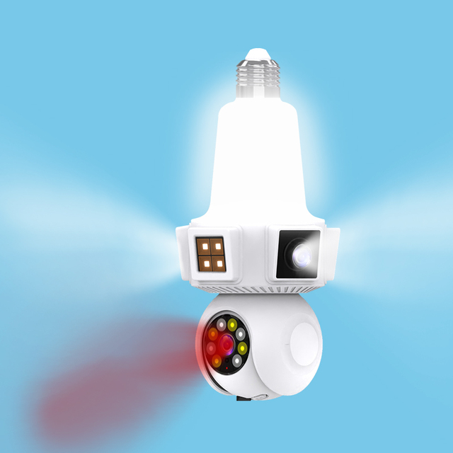 Regis 6MP WIFI E27 Security Light Bulb Camera Three Lens 3 Screens IP CCTV Color Night Vision PTZ Two Way Audio CMOS Sensor
