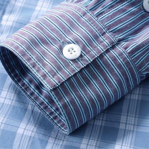 Rayé panneaux vérifié <span class=keywords><strong>peigne</strong></span> solide bleu clair pour hommes chemises motif tendance - Product Image 6
