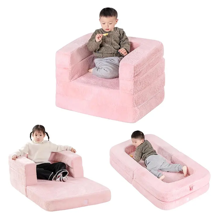 Folding Kids Play Couch Flip Out Comfy Convertible Toddler Sofa 3-in-1 Kids Sofa Bed