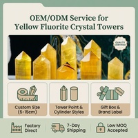 Tour de cristal de fluorite jaune naturelle, pointe en or miel translucide avec bandes violettes, 5,5-10 cm, pour la guérison, l'abondance et la décoration intérieure