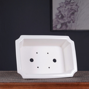 Pots élégants à bonsaï en céramique émaillée blanche durables et écologiques avec trou de drainage pour la décoration intérieure du <span class=keywords><strong>jardin</strong></span> <span class=keywords><strong>dans</strong></span> les centres commerciaux - Product Image 4