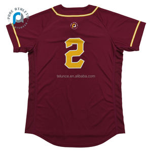 ピュアマルーン野球<span class=keywords><strong>2</strong></span>ボタンジャージーユニフォーム野球セット子供用男性服Tシャツ野球ジャージ昇華 - Product Image 2