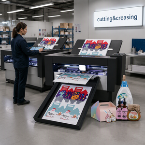 Macchina da taglio carta ad alta velocità con alimentazione automatica servoassistita, fustellatrice <span class=keywords><strong>a</strong></span> doppia testa con lama per piegatura e taglio <span class=keywords><strong>a</strong></span> mezzo taglio - Product Image 1