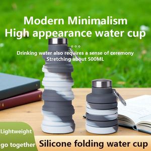 Botella de Agua Plegable de Silicona de 500 ml con Logotipo Personalizado, a Prueba de Fugas, con Mosquetón para Deportes al Aire Libre - Product Image 3