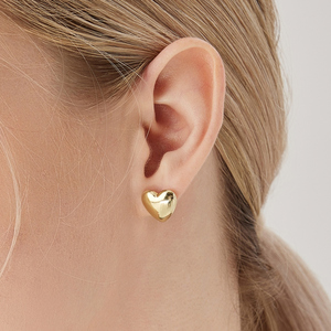 <b>Heart</b> Stud <b>Earrings</b> Gold Plated <b>silver</b> Unisex Classic Jewelry Gift - Product Image 6