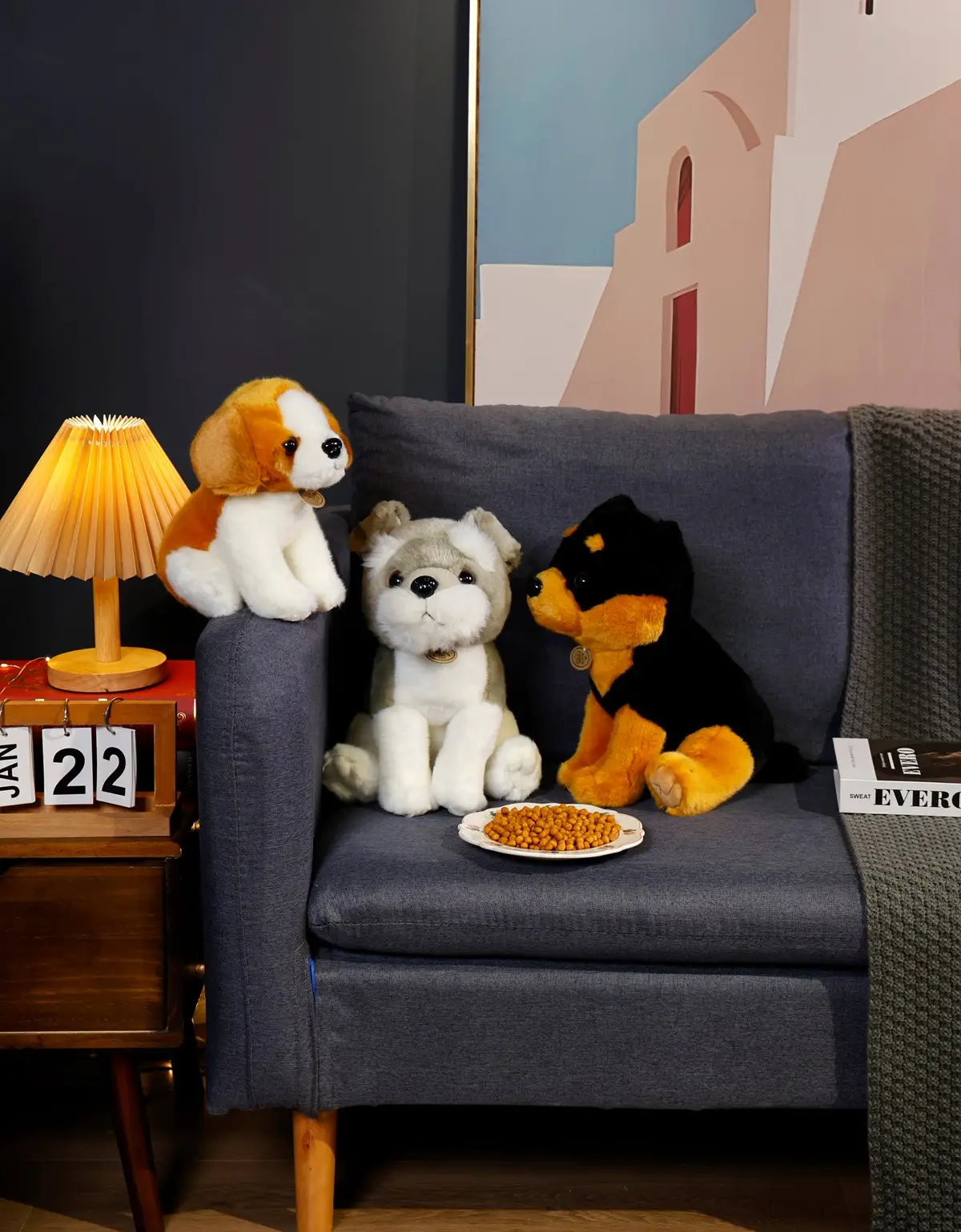 Fabbrica all'ingrosso peluche cane giocattolo animali di peluche giocattoli personalizzati cani beagle husky Saint Bernard Shiba Chihuahua Bulldog ODM/OEM