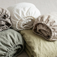 Drap-housse en lin naturel, draps de lit en lin, poches profondes, tailles Queen, King, Full, Double
