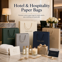 Sacs de présentation de luxe en papier kraft robuste avec gaufrage, en corde de coton, et papier de soie personnalisé pour hôtels d'élite