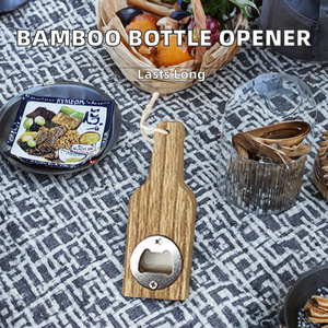 Imán de Bambú para Refrigerador, Posavasos Magnético Redondo de Acero Inoxidable, Abridor de Botellas Redondo de Madera - Product Image 2