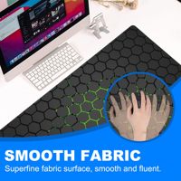 Tapis de souris de jeu professionnel taille XL, motif hexagonal, couverture de bureau, base antidérapante en caoutchouc, tapis de souris pour studio d'e-sport