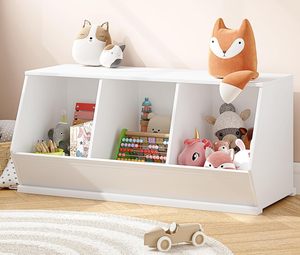 Trắng Bằng Gỗ Stackable Đồ Chơi Lưu Trữ Tủ Cho Trẻ Em Phòng Chơi Phòng Ngủ Nursery 3 Khối Tổ Chức Kệ Sách Hiện Đại Đồ Nội Thất Nhà - Product Image 4